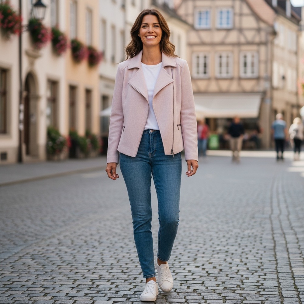 Halogen Light Pink Asymmetrical Zip Moto Jacket NWT.